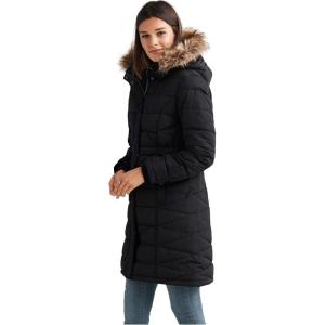 ellos Plus Size Faux Fur Trim Puffer(Black)