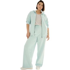 ellos Plus Size Fleece Zip Up Hoodie(Aqua Sky)