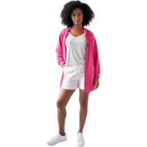 ellos Plus Size French Terry Drawstring Shorts(White)
