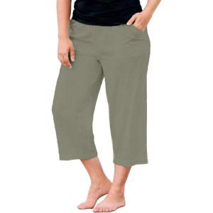 ellos Plus Size Linen-Blend Drawstring Elastic Waist Relaxed Fit Capris(Olive Grey)