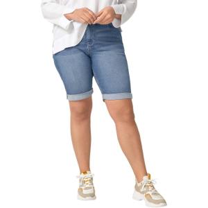ellos Plus Size Stretch Denim Mid-Rise Bermuda Shorts(Medium Stonewash)