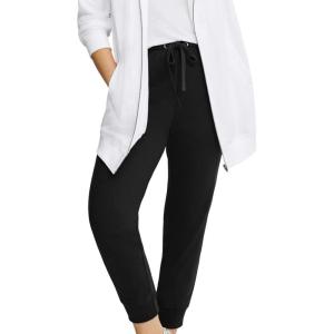ellos Plus Size Studio French Terry Drawstring Elastic Waistband Jogger(Black)