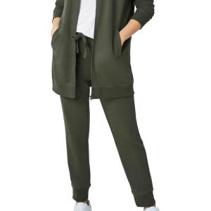 ellos Plus Size Studio French Terry Drawstring Elastic Waistband Jogger(Deep Olive)