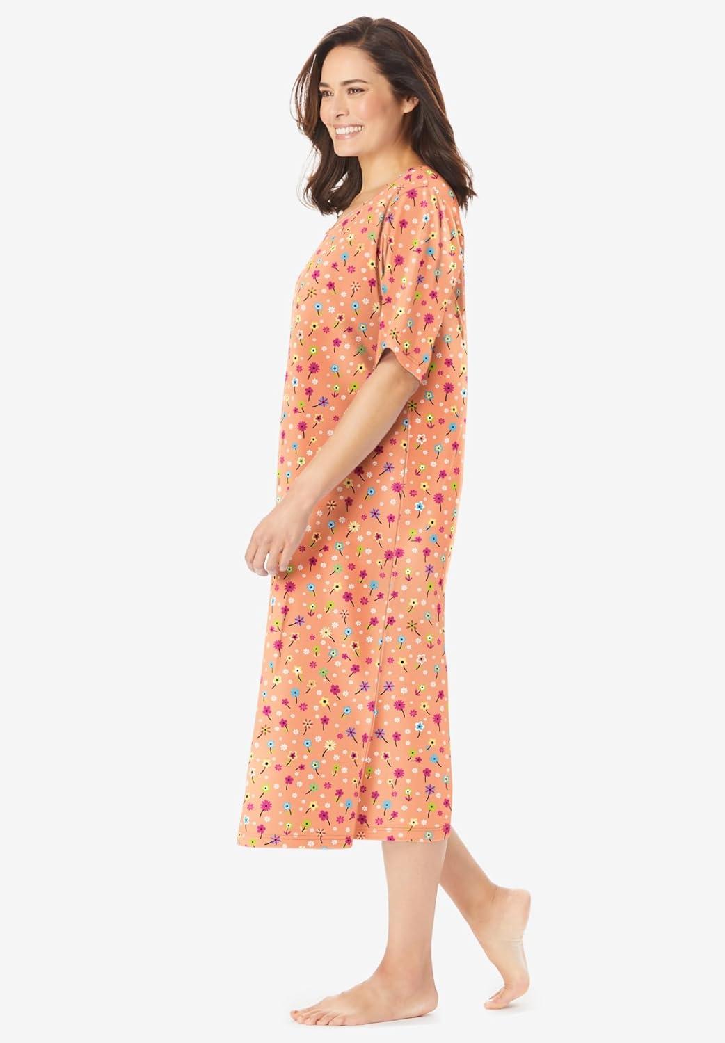 image:imageDreams amp Co Plus Size Long Tagless SleepshirtHoney Peach Floral