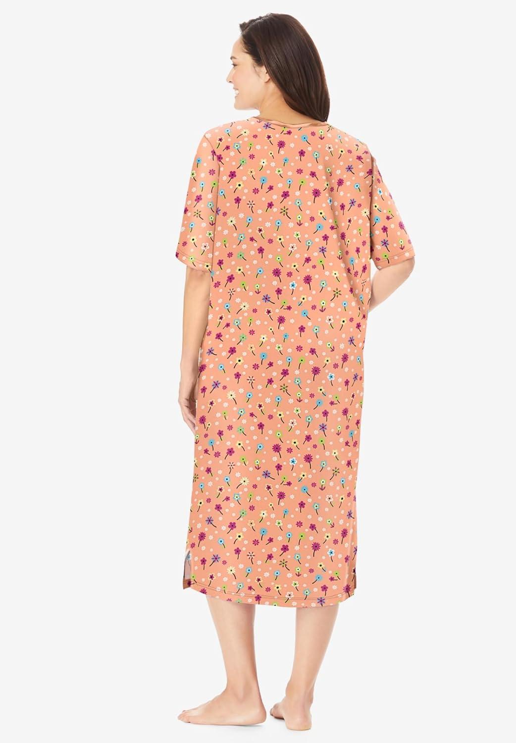 image:imageDreams amp Co Plus Size Long Tagless SleepshirtHoney Peach Floral