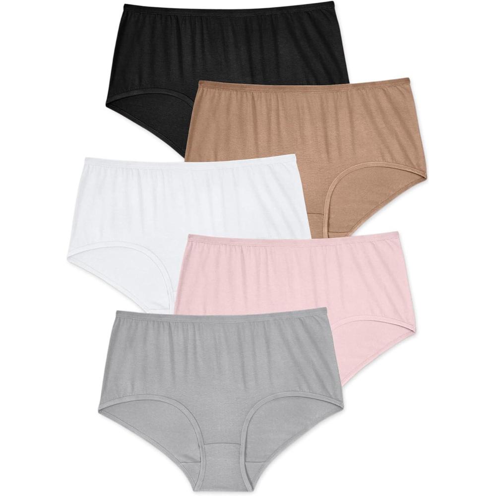 image:imageComfort Choice Plus Size Full Coverage Stretch Cotton Brief 5PackBasic Pack