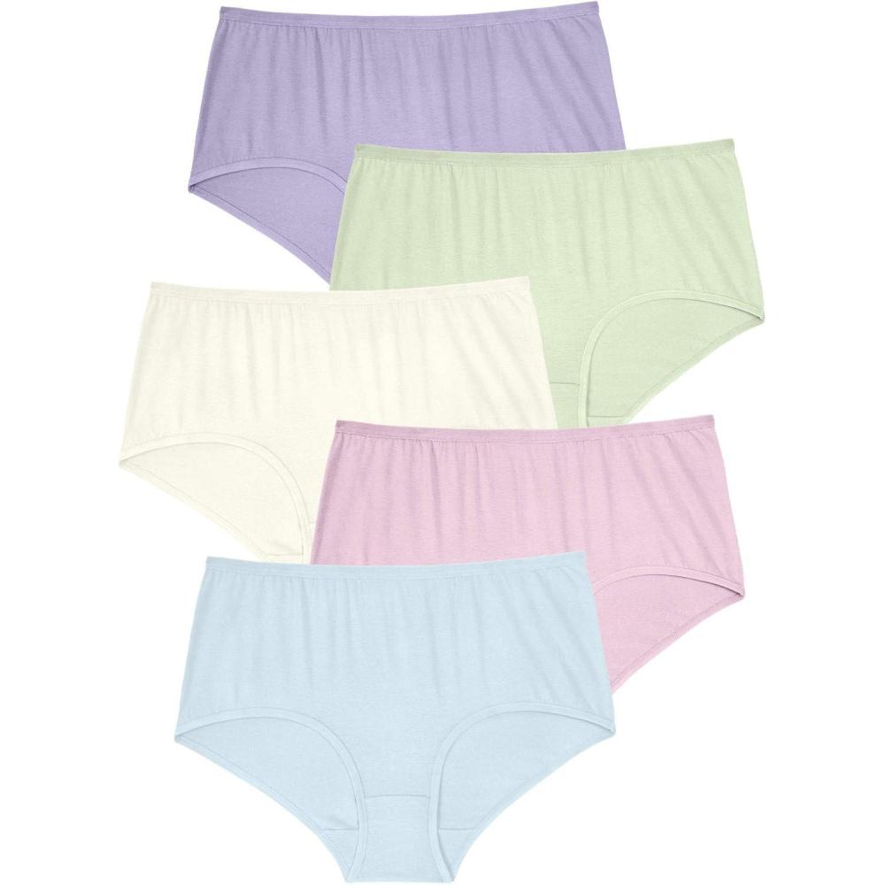 image:imageComfort Choice Plus Size Full Coverage Stretch Cotton Brief 5PackPastel Pack