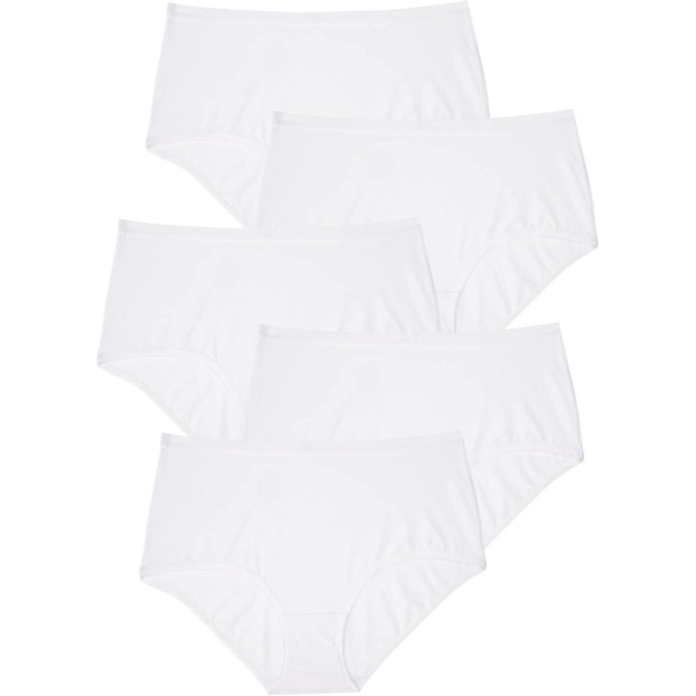 image:imageComfort Choice Plus Size Full Coverage Stretch Cotton Brief 5PackWhite Pack