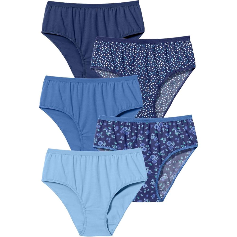 image:imageComfort Choice Plus Size HiCut Cotton Brief 5PackEvening Blue Dot Pack