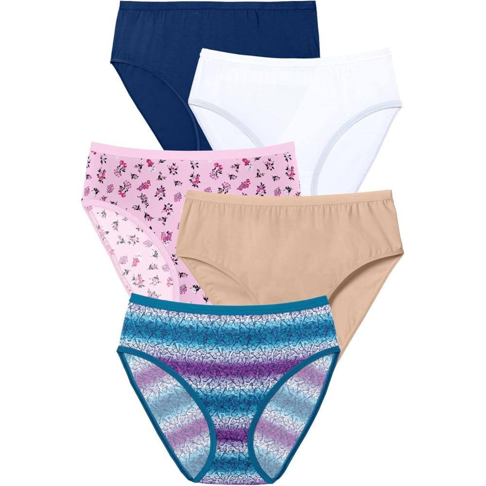 image:imageComfort Choice Plus Size HiCut Cotton Brief 5PackMulti Butterfly Pack