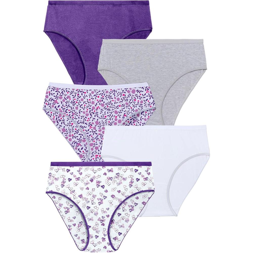 image:imageComfort Choice Plus Size HiCut Cotton Brief 5PackStamped Heart Pack