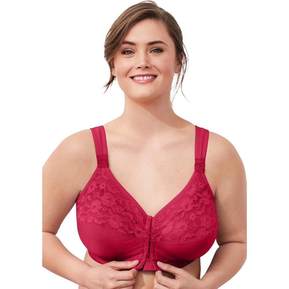 image:imageComfort Choice Womens Plus Size Easy Enhancer Front Close Wireless Posture BraClassic Red