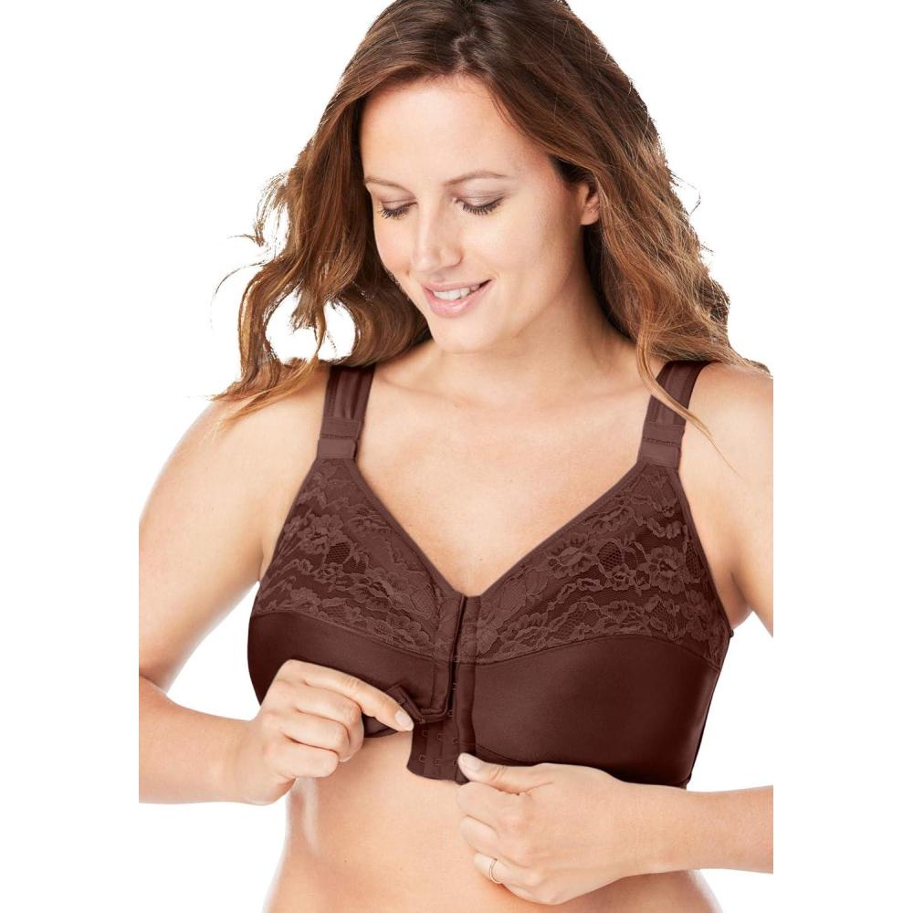 image:imageComfort Choice Womens Plus Size Easy Enhancer Front Close Wireless Posture BraFrench Toast
