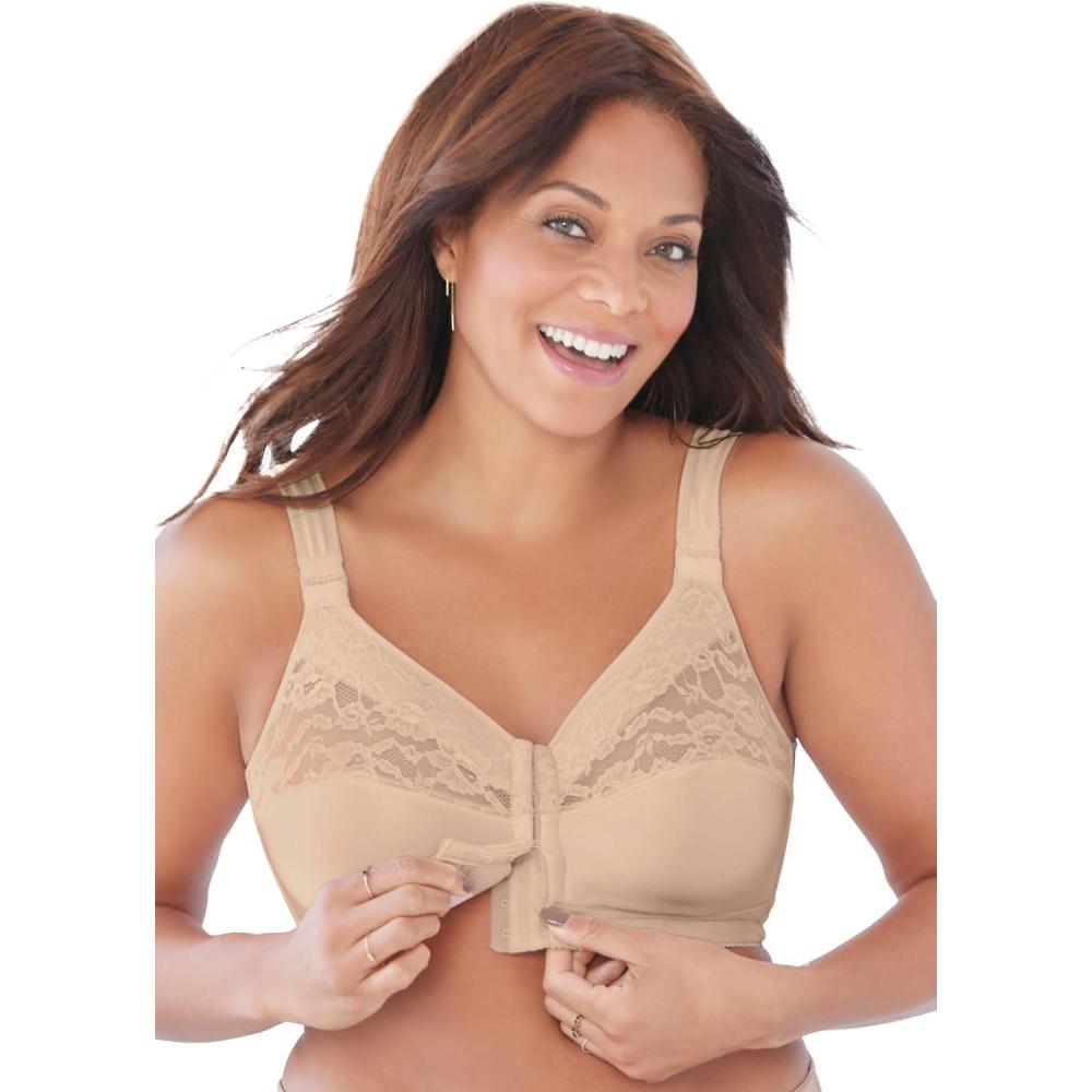image:imageComfort Choice Womens Plus Size Easy Enhancer Front Close Wireless Posture BraNude