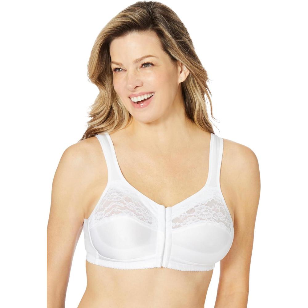image:imageComfort Choice Womens Plus Size Easy Enhancer FrontClose Wireless BraWhite