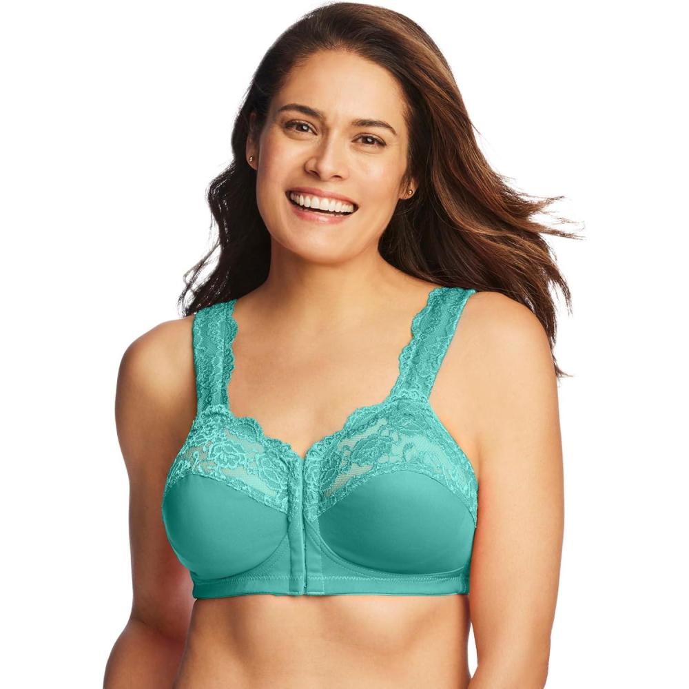 image:imageComfort Choice Womens Plus Size Front Close Wireless Gel Strap BraAquatic Green