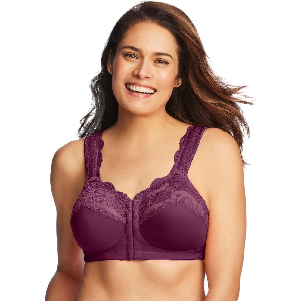 image:imageComfort Choice Womens Plus Size Front Close Wireless Gel Strap BraDeep Claret