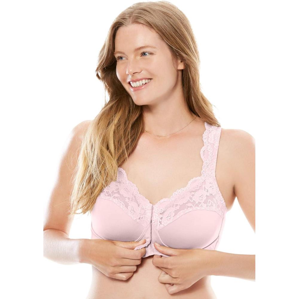 image:imageComfort Choice Womens Plus Size Front Close Wireless Gel Strap BraShell Pink
