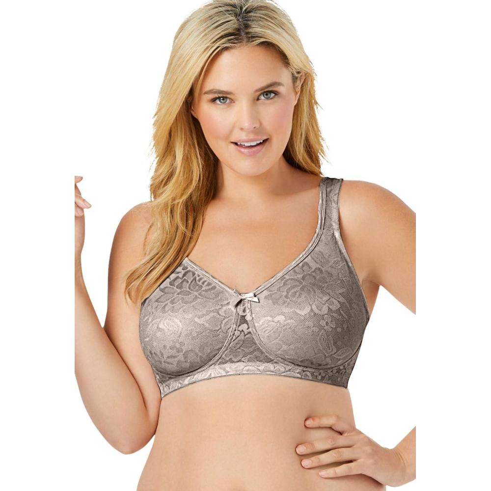image:imageComfort Choice Womens Plus Size Jacquard Wireless BraLight Taupe