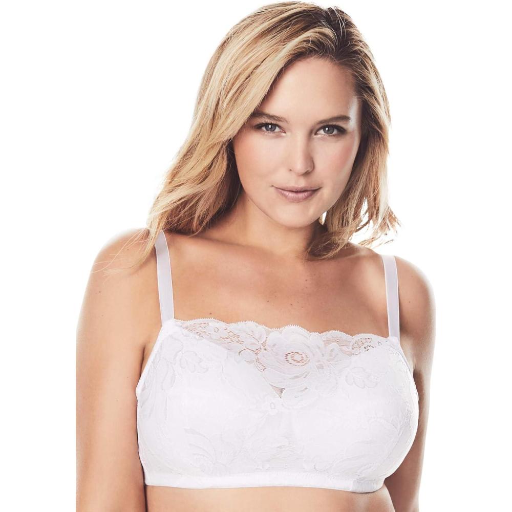 image:imageComfort Choice Womens Plus Size Lace Wireless Cami BraWhite