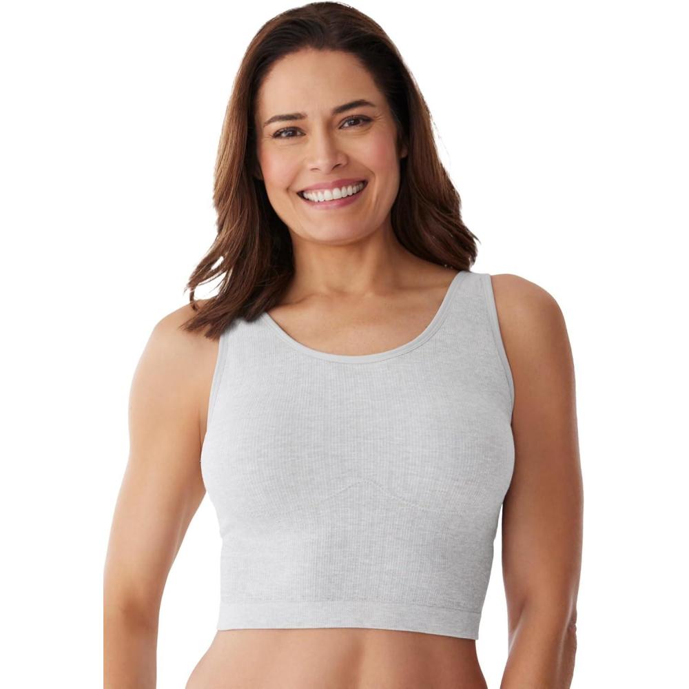 image:imageComfort Choice Womens Plus Size Longline Ribbed Leisure BraHeather Grey
