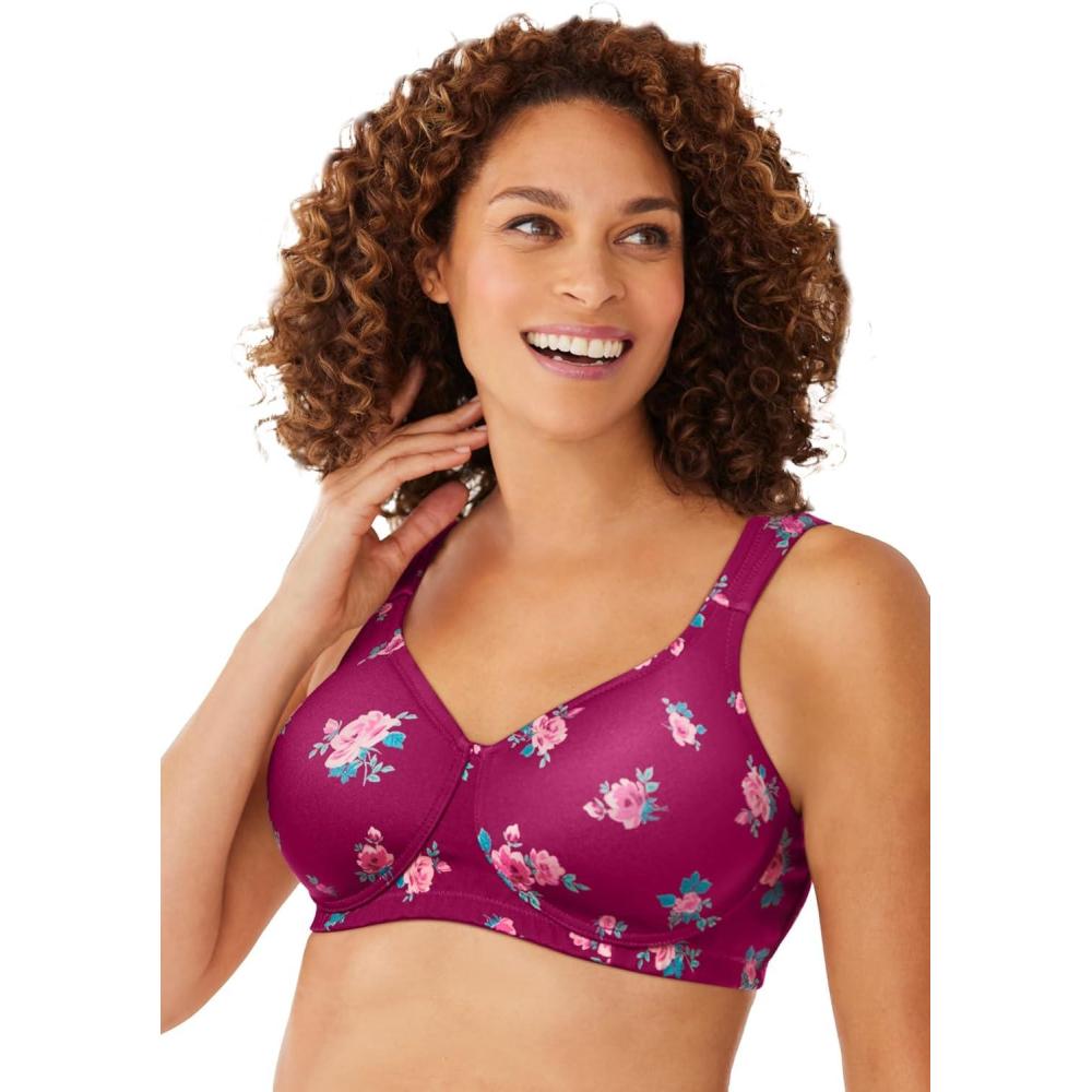 image:imageComfort Choice Womens Plus Size Microfiber Wireless Lightly Padded TShirtPomegranate Roses