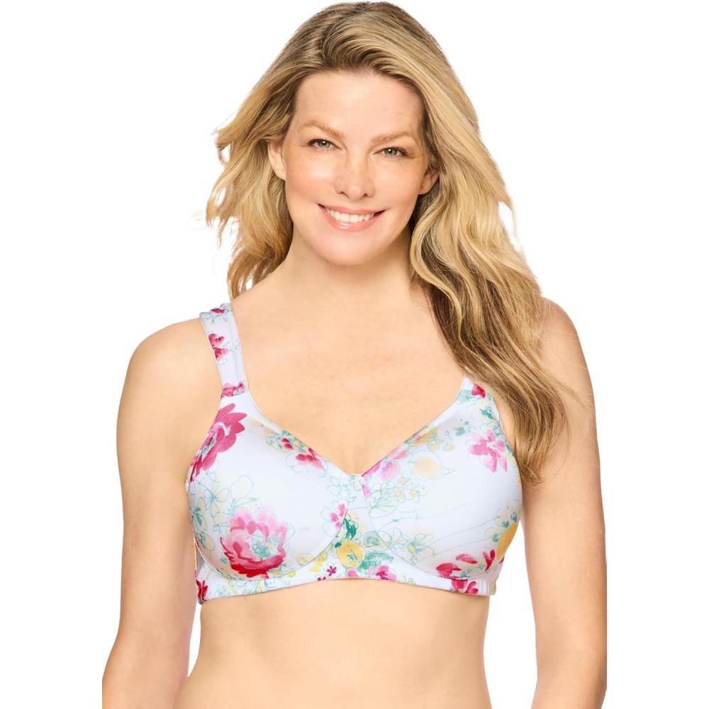 image:imageComfort Choice Womens Plus Size Microfiber Wireless Lightly Padded TShirtWhite Botanical