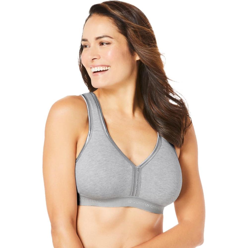 image:imageComfort Choice Womens Plus Size Wireless BackClose Lounge BraHeather Grey