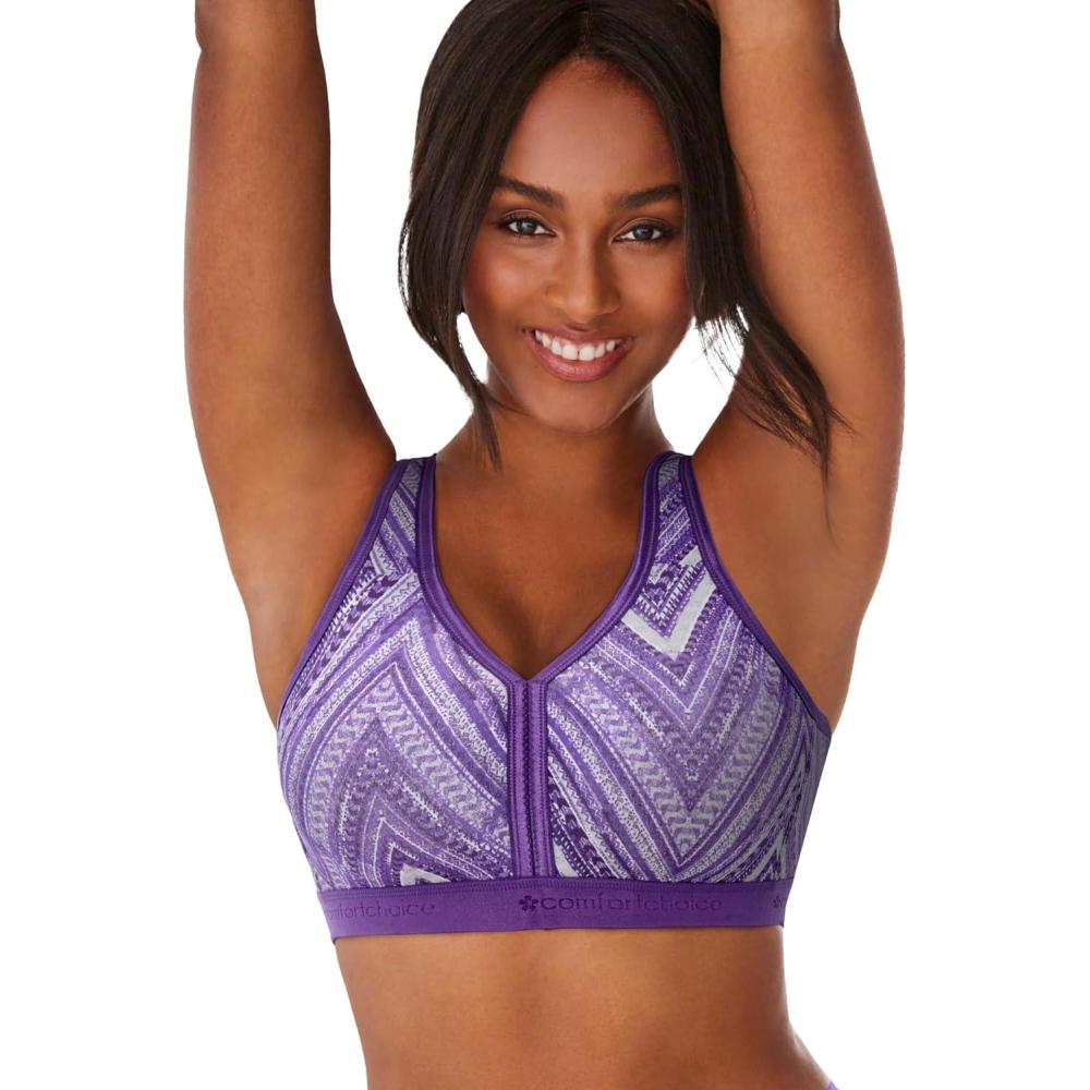 image:imageComfort Choice Womens Plus Size Wireless BackClose Lounge BraPlum Burst Chevron