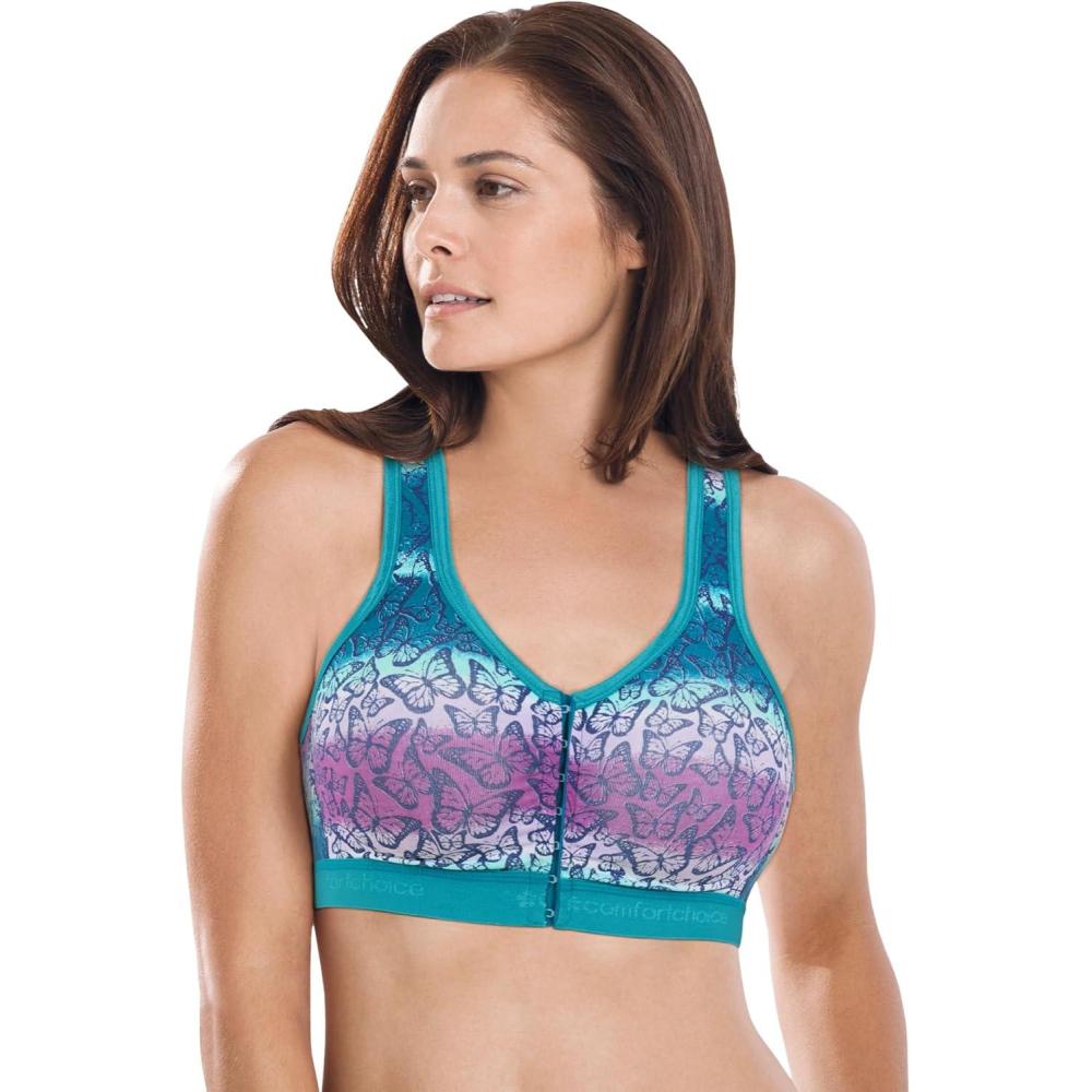 image:imageComfort Choice Womens Plus Size Wireless FrontClose Lounge BraMulti Ombre Butterfly