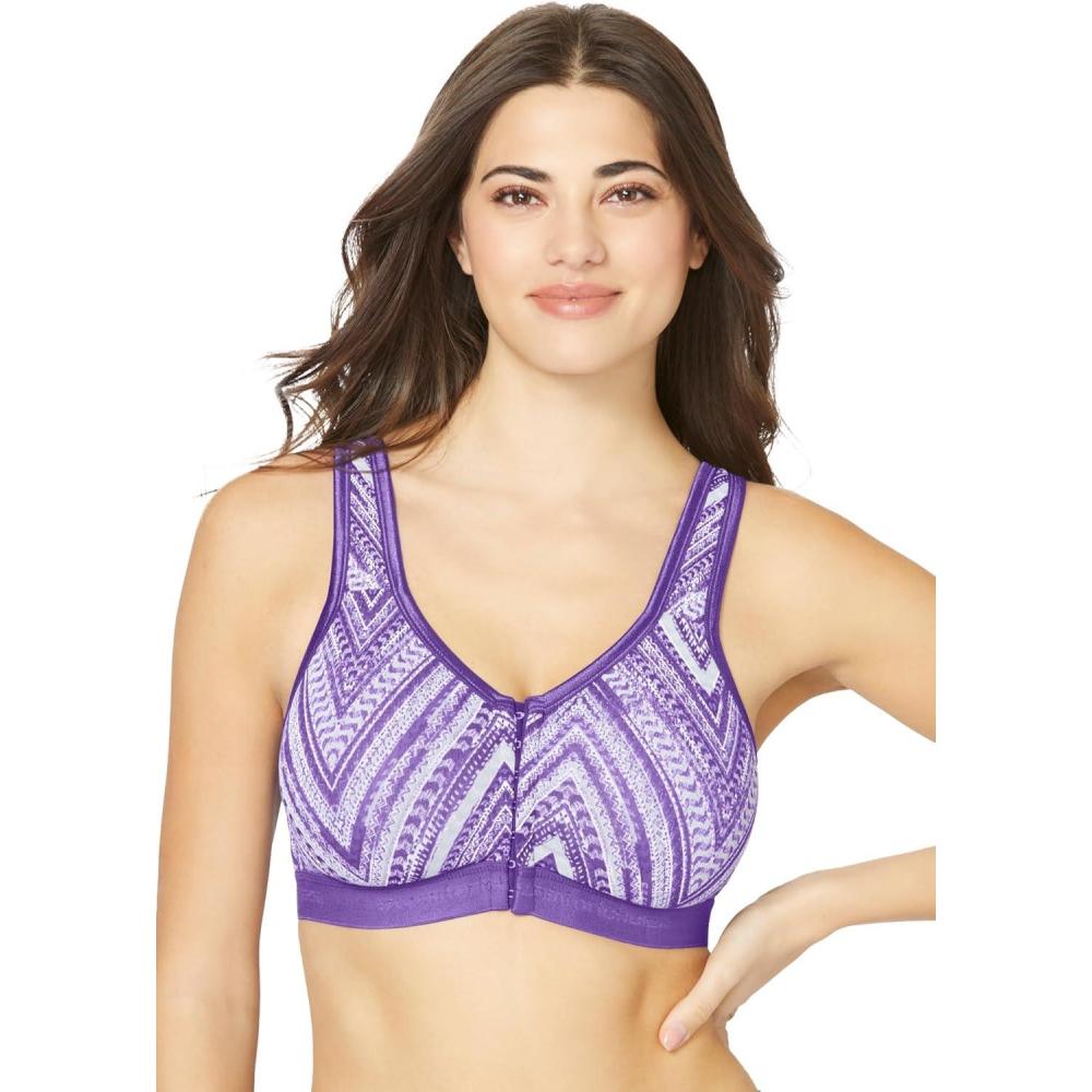 image:imageComfort Choice Womens Plus Size Wireless FrontClose Lounge BraPlum Burst Chevron