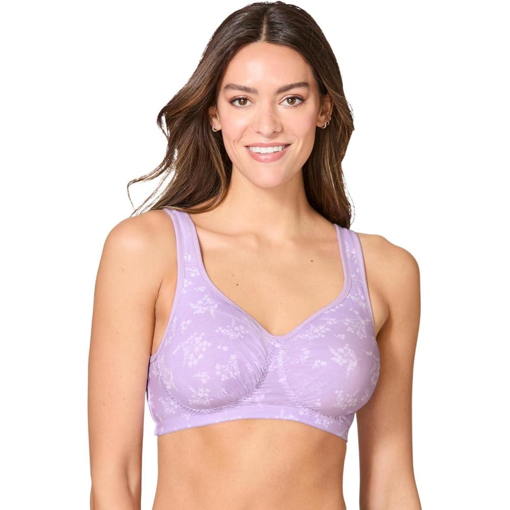 image:imageComfort Choice Womens Plus Size Wireless Leisure BraPastel Lilac Bouquets