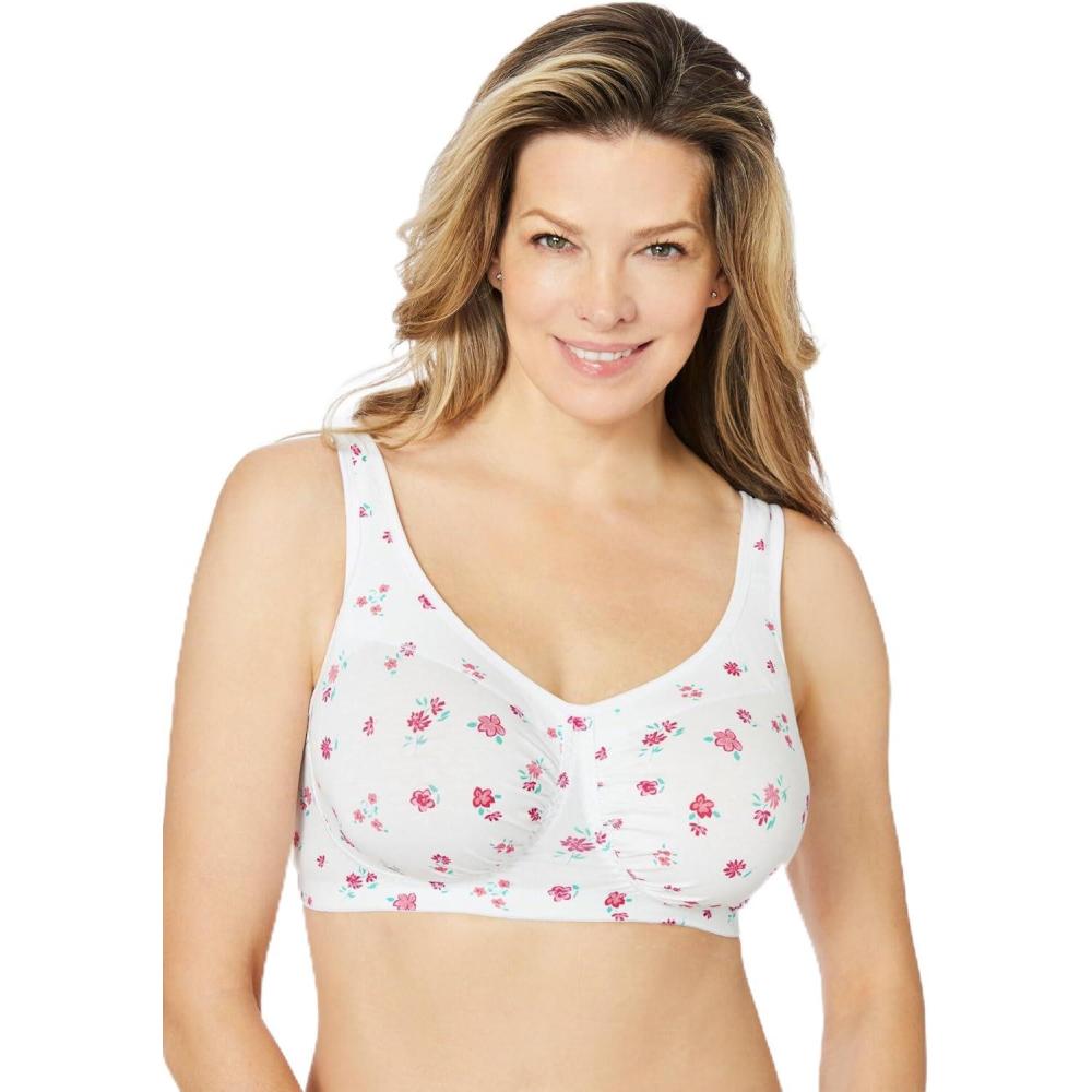 image:imageComfort Choice Womens Plus Size Wireless Leisure BraWhite Ditsy