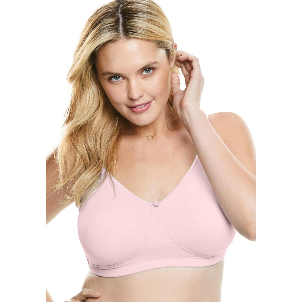 image:imageComfort Choice Womens Plus Size Wireless Microfiber TShirt BraShell Pink