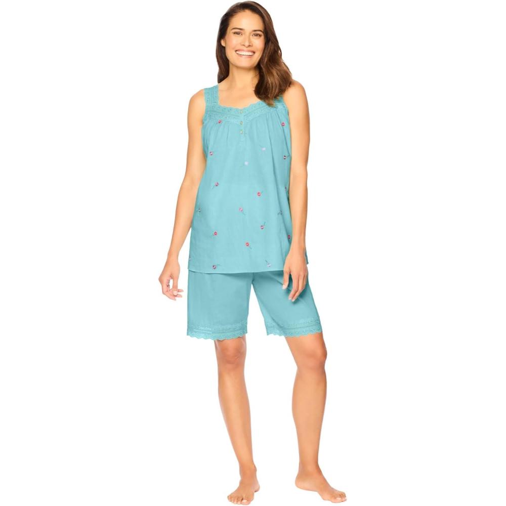 image:imageDreams amp Co Plus Size 2Piece Short PJ SetPale Ocean