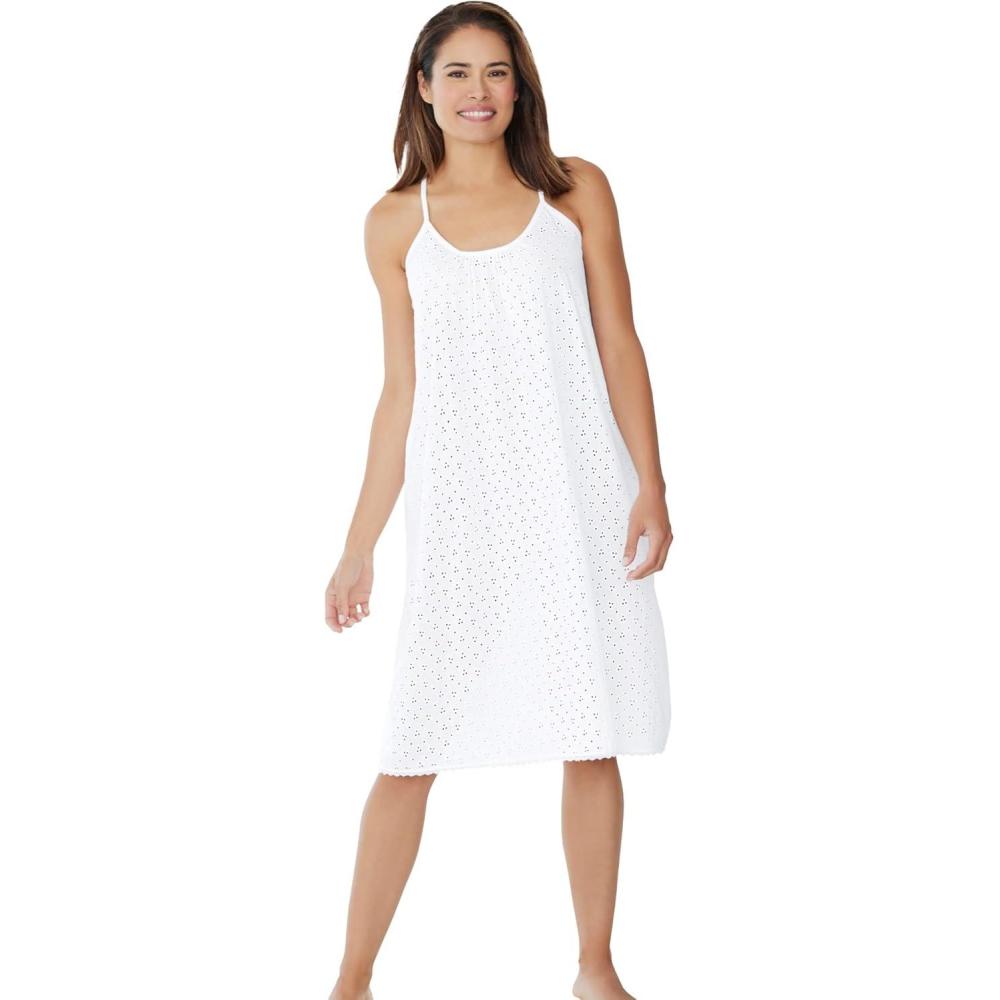 image:imageDreams amp Co Plus Size Breezy Eyelet Short NightgownWhite