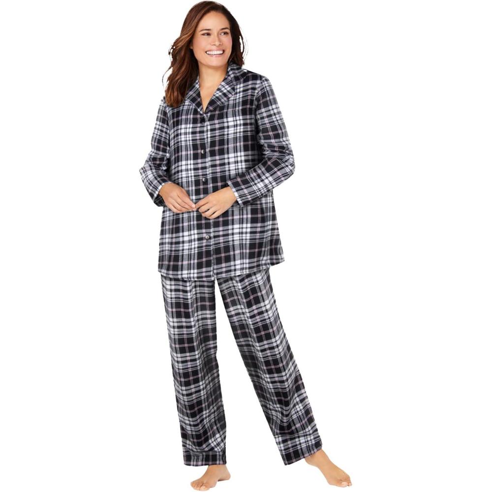 image:imageDreams amp Co Plus Size Classic Flannel Pajama SetBlack Plaid