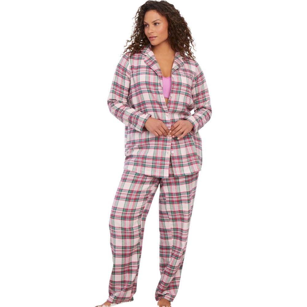 image:imageDreams amp Co Plus Size Classic Flannel Pajama SetPink Plaid