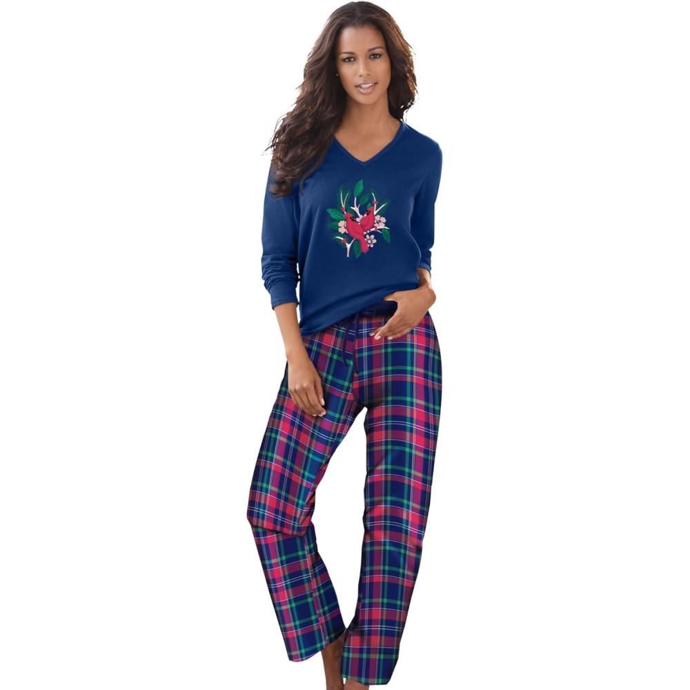 image:imageDreams amp Co Plus Size Cozy Pajama SetEvening Blue Plaid