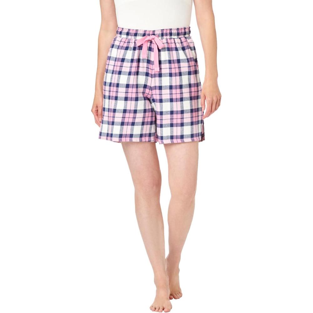 image:imageDreams amp Co Plus Size Flannel Pajama ShortPink Plaid