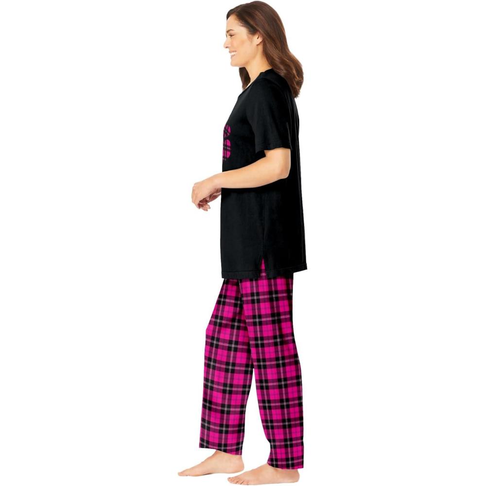 image:imageDreams amp Co Plus Size Graphic Tee PJ SetBlack Hearts