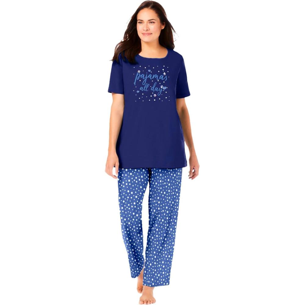 image:imageDreams amp Co Plus Size Graphic Tee PJ SetEvening Blue Pajamas
