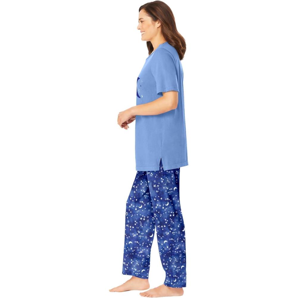 image:imageDreams amp Co Plus Size Graphic Tee PJ SetFrench Blue Tie Dye Moon