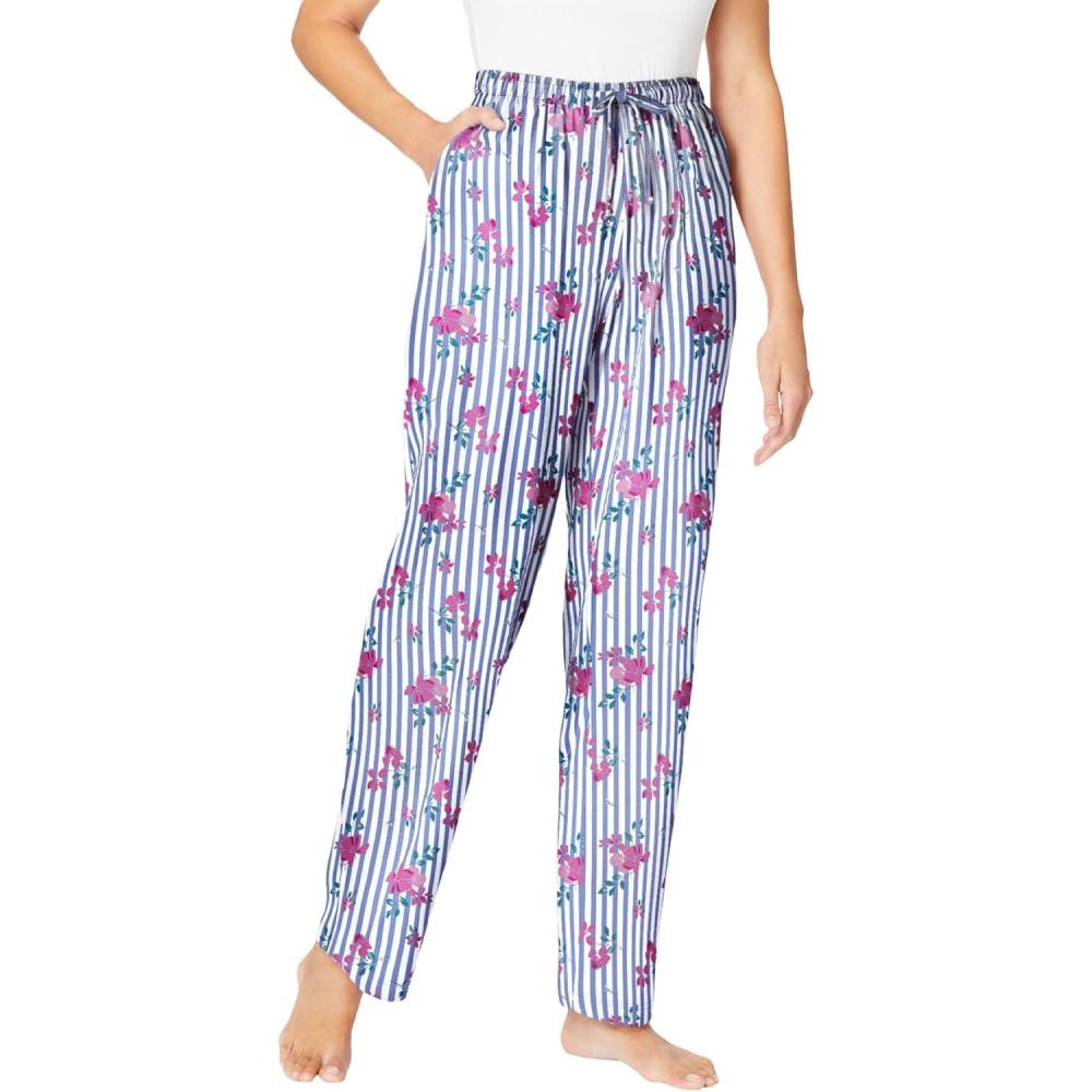 image:imageDreams amp Co Plus Size Knit Sleep PantFrench Blue Floral Stripe