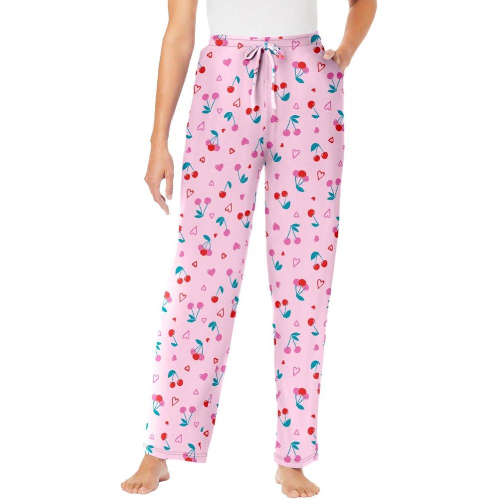 image:imageDreams amp Co Plus Size Knit Sleep PantPink Cherry