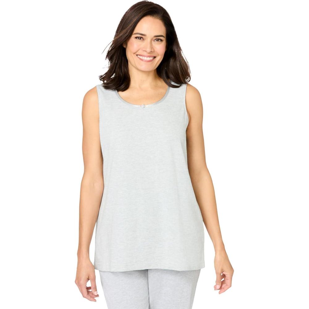 image:imageDreams amp Co Plus Size Knit Sleep TankHeather Grey
