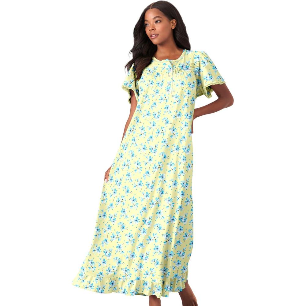 image:imageDreams amp Co Plus Size Long Floral Print Cotton GownBanana Blossom