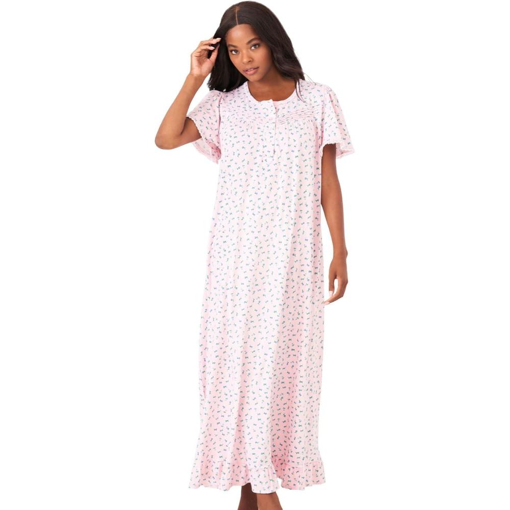 image:imageDreams amp Co Plus Size Long Floral Print Cotton GownPink Ditsy