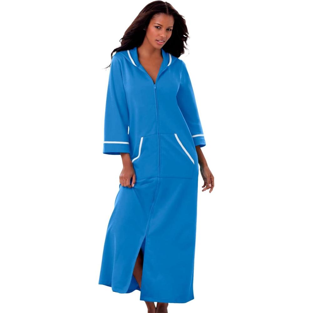image:imageDreams amp Co Plus Size Long French Terry RobePool Blue