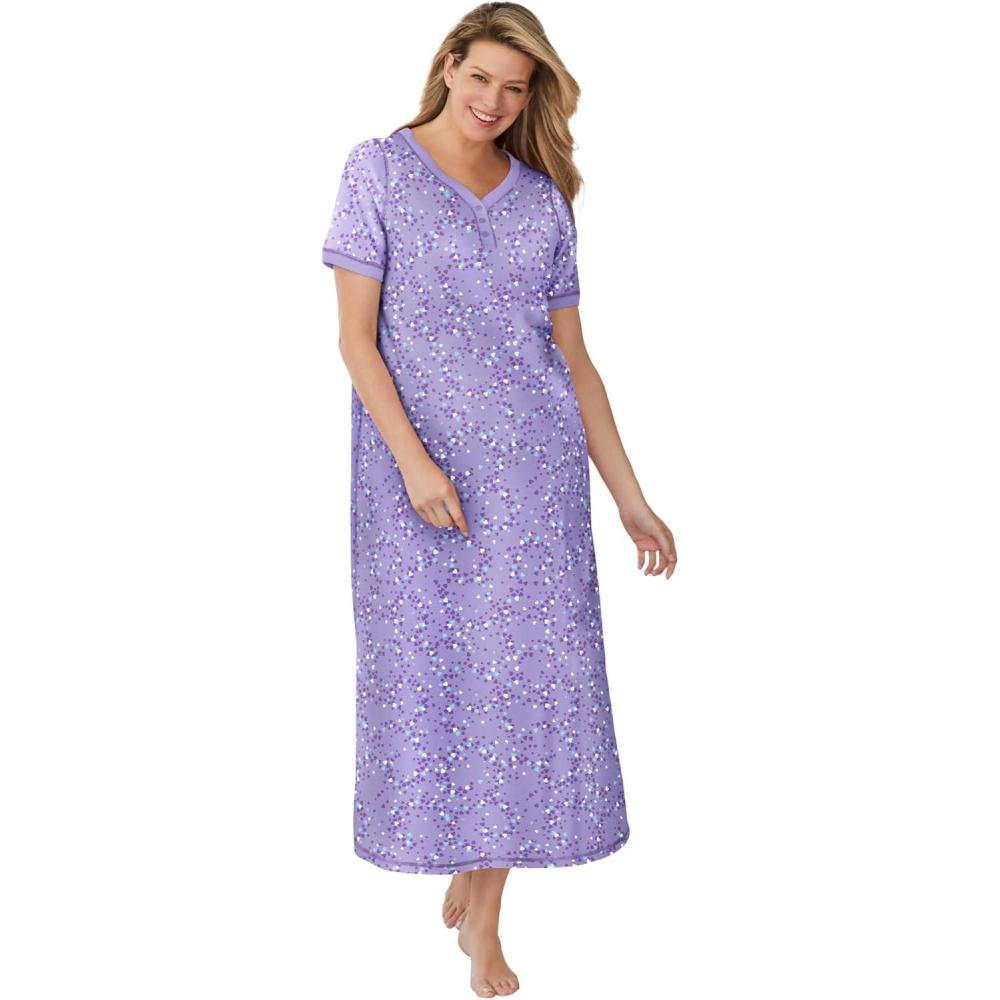 image:imageDreams amp Co Plus Size Long Henley SleepshirtSoft Iris Hearts